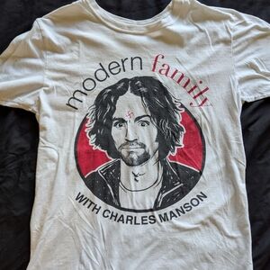 White Graphic T-Shirt with Modern Family Design